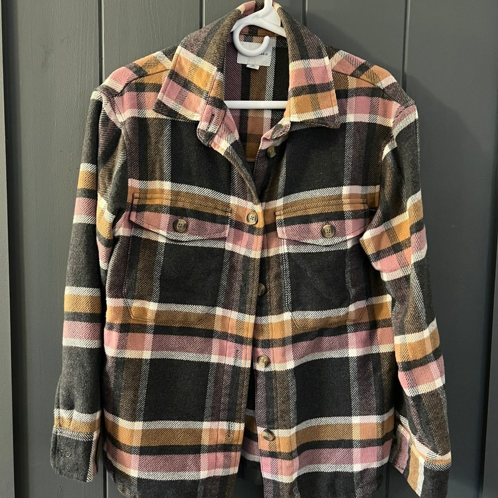 AE Oversized Flannel Button Up Shirt Jacket XXS